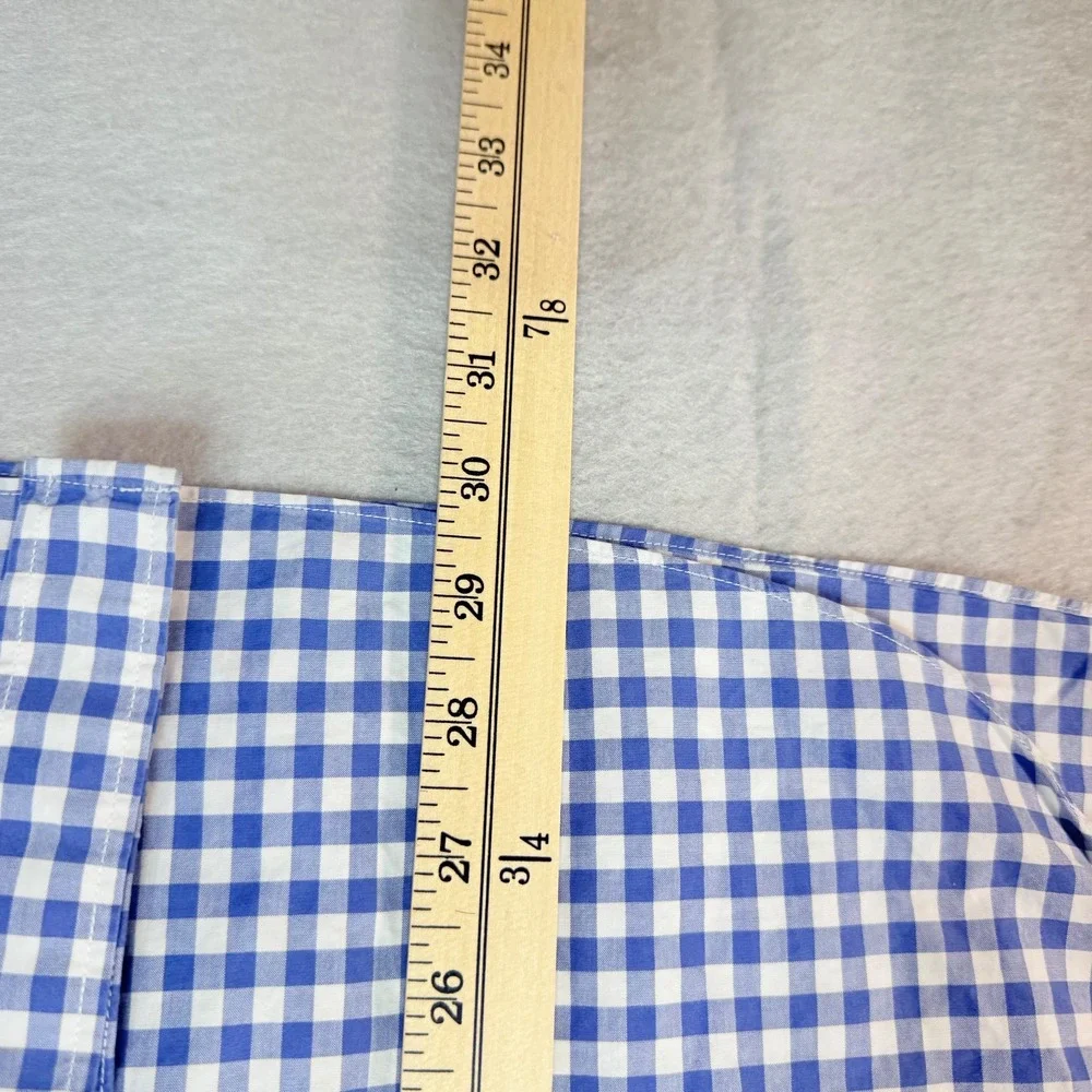 J.Crew Gingham Shirt Button Down Long‎ Sleeve Blue White Checkered Mens L,preppy